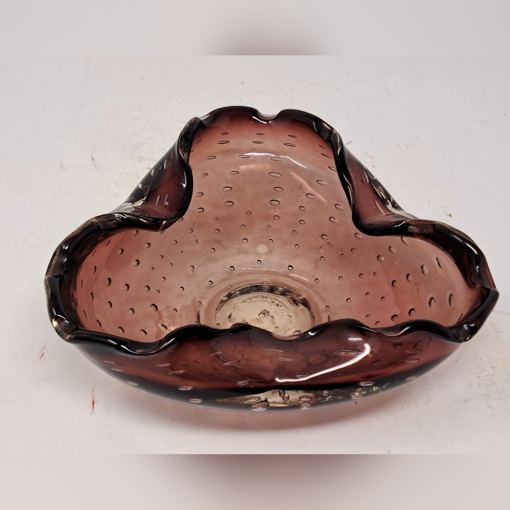 Amythist Art Glass Ashtray/Dish